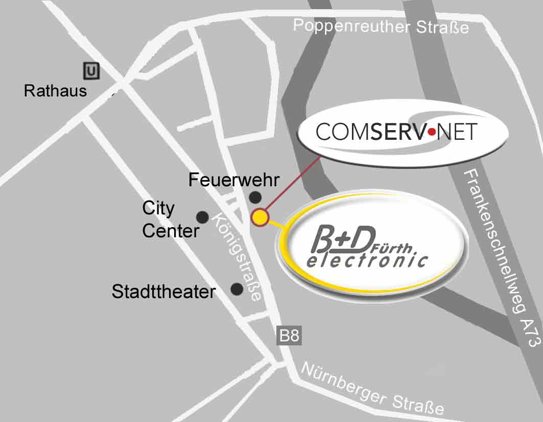 Anfahrt zu B+D Electronic Fachgesch&auml;ft GmbH
